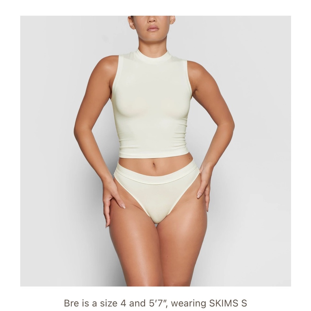 Skims Mock Neck tank  + Tanga Cheeky undies set S/XS in Bone